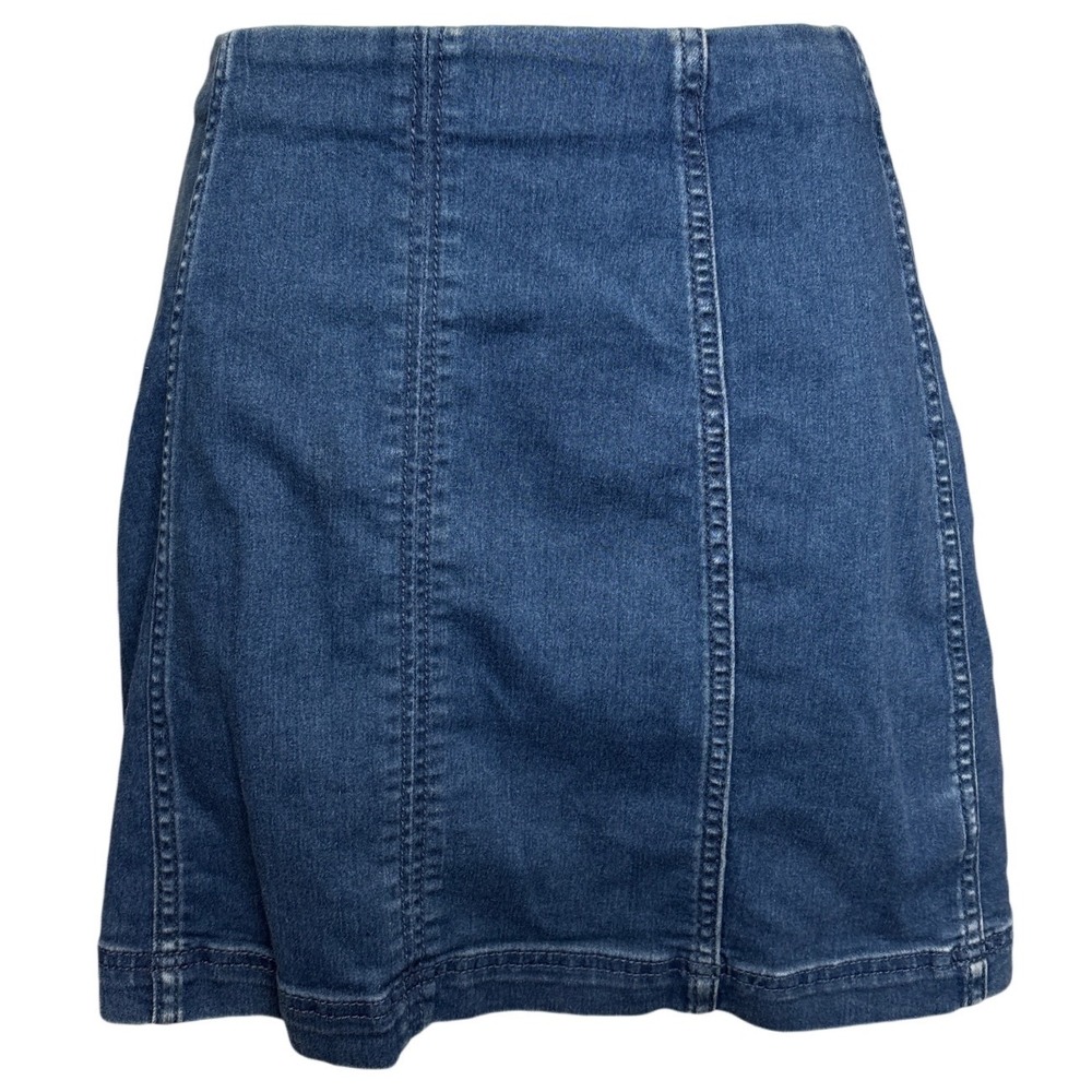 Free People Womens Denim Mini Skirt‎ Size 6 Button Fly Utility Indie Festival
